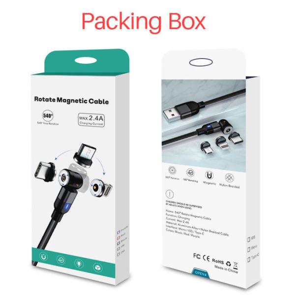 540 Rotation 3A Magnetic USB Charging Cable 3 In 1 Magnetic Data Cable