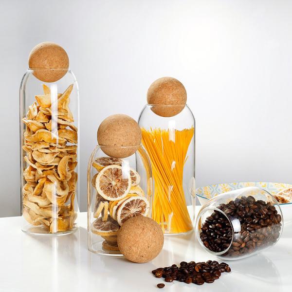 Round cork ball stopper ,cork lid for food storage glass bottle  ,food container