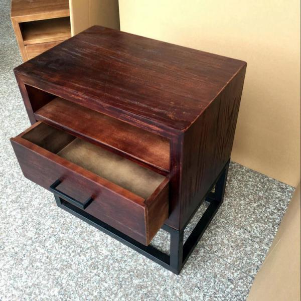 Solid Wood Hotel Bedside Table Nightstand With Drawer And Shelf