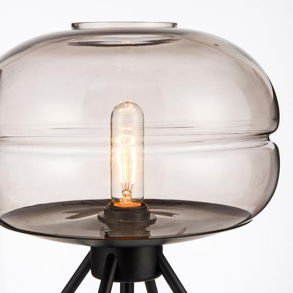 Nordic simple wrought iron Smoke gray blue amber glass grey table lamp(WH-MTB-22)