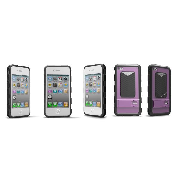 Purple Tough iPhone 4s Case with Stand , Protective Back Cover