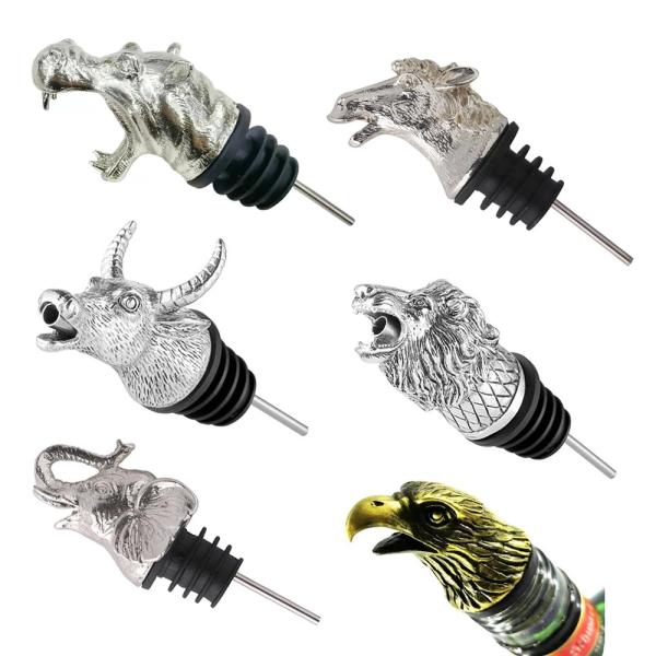 Tête d'animal en métal Pourboireuse à vin en acier inoxydable Pourboireuse à bouteille de champagne et de whisky Pourboireuse à bouchon de vin