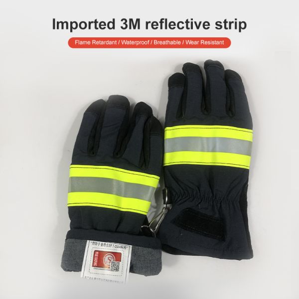 17 Style Firefighter Rescue Gloves, Aramid Flame Resistant Back, Cowhide Leather Palm, TPU Waterproof & Aramid Heat Insulation Safety Gloves for Fire Fighting Emergency Operation