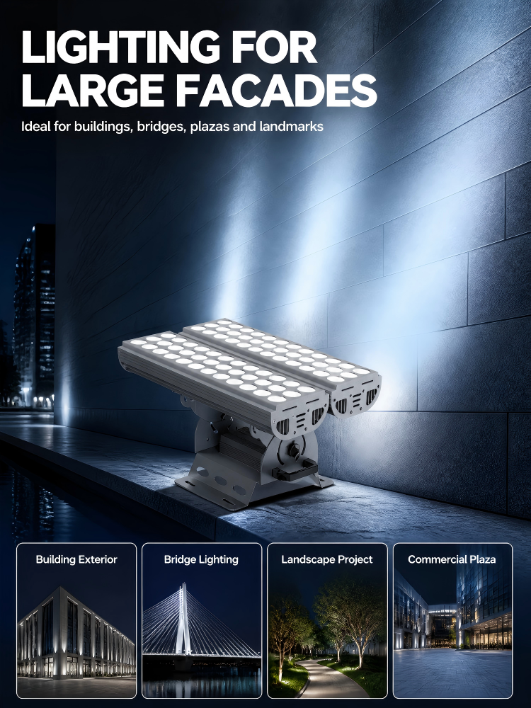 IP66 Rated RGBW LED Flood Light DMX512 Control Landscape Lighting for Shopping Mall Facades