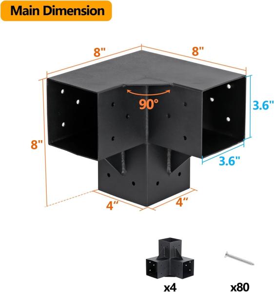 Pergola Kit Kit de madeira elevada para 4 x 4 Kit de madeira de aço sólido