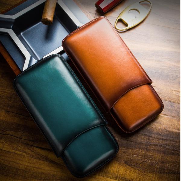 Изготовленный на заказ неподдельный кожаный случай сигары винтажное Veg загорел хьюмидор сигары перемещения коробки сумки держателя