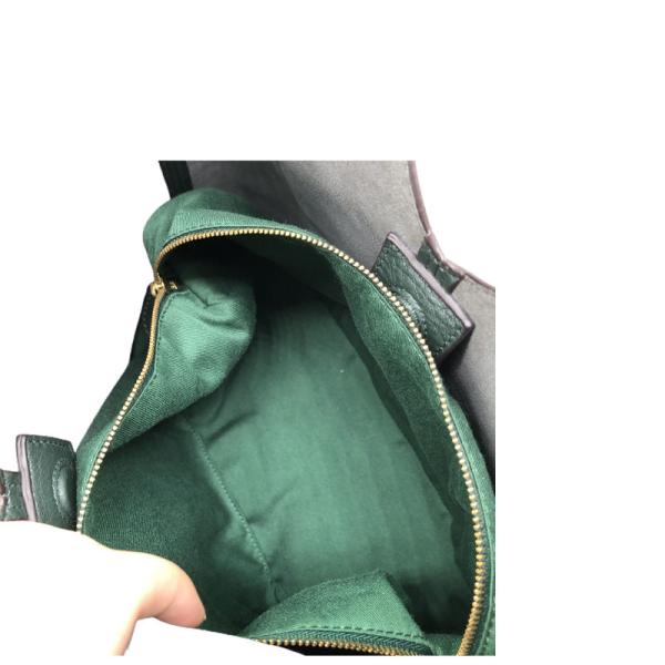 Women Genuine Leather Dark Green Wooden Bucket Bag