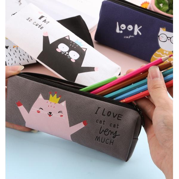 Customized Logo Acceptable Fashion Cartoon Canvas Pen Bag for Junior High School Pupils