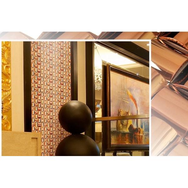 Golden 3D Arched Metallic Mosaic Tiles Trim Stainless Steel Laminate Backsplash