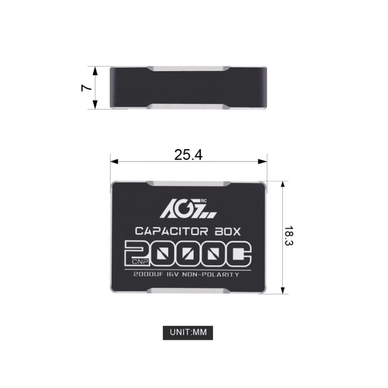 Hot AGFRC CNP2000C Mini Scale Car With Aluminum Case Machining Capacitor Box Non-Polarity And Low Impedance For RC Cars
