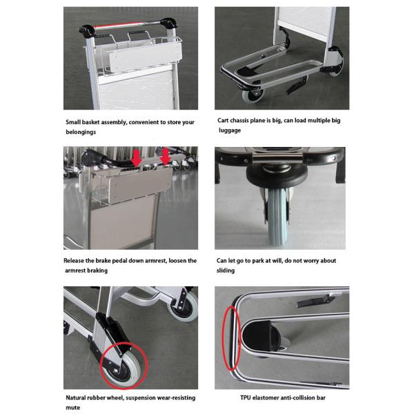Carruaje de equipaje aeroportuario de superficie pulida con construcción metálica y capacidad de 50-200 kg