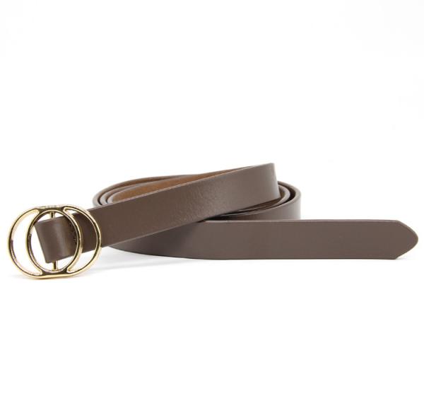 Women'S Fashion Leather Skinny Belts Hollow Ring Oval Shape Buckle