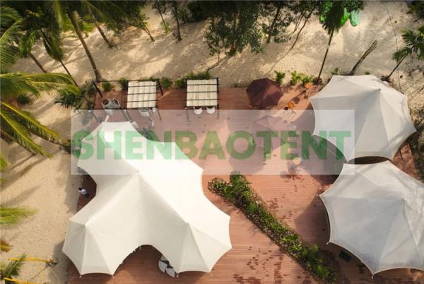 Glass Wall Luxury Hotel Tents With Curtains Luxurious Decorations For Outdoor Camping Family