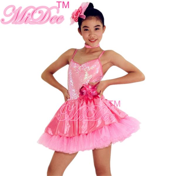 Knee Length Tieres Girls Jazz Costumes Tap Dance Dress Custom Service Dance Clothes