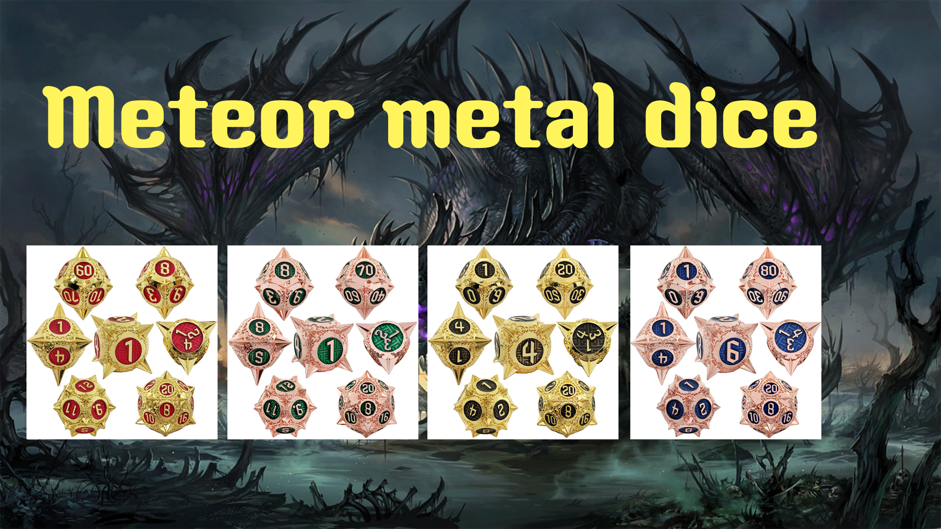 TRPG 16 мм полифронтовый DND Металлические кости многоцветные настройки метеорный молоток