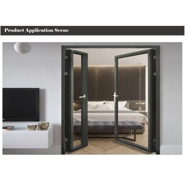 Two Side Open Casement French Doors , Grey Anodized Aluminum Vertical Door