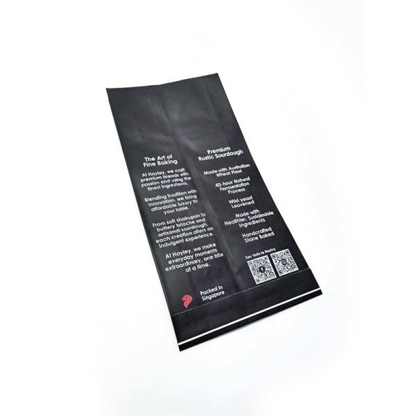 Food Grade Flat Bottom Paper Bag Black Paper Bread Bags With Window