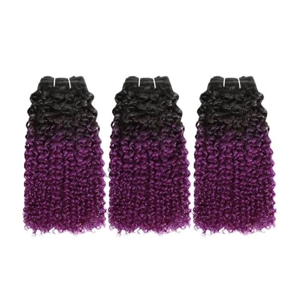 #T1B/Purple Kinky Curly Remy Human Hair Bundles Sew In Weave Bundles Brazilian Bundle Deals