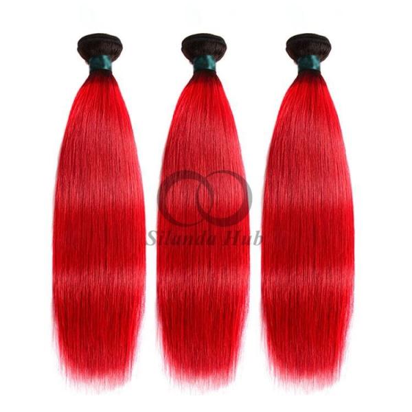 #T1B/Red Straight Remy Human Hair Bundles Sew In Weave Bundles Brazilian Bundle Deals