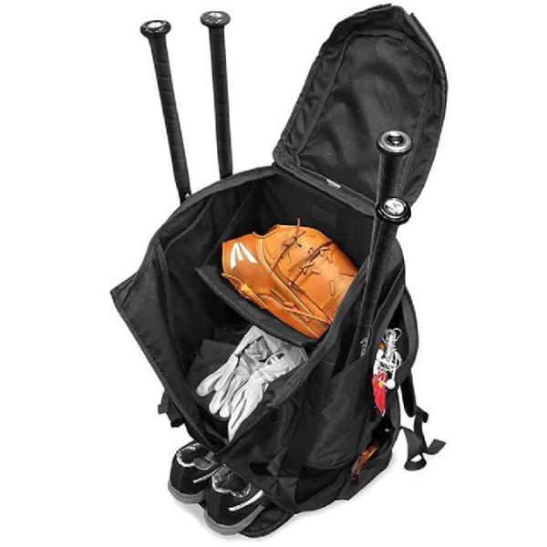 Baseball Softball Bat Backpack With 4 Bat Sleeves Vented Shoe Pocket 5 Exterior Pockets
