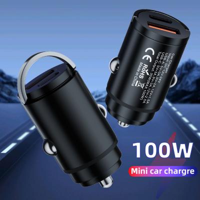 Mini 2in1 Car Fast Charger 100W Type-C USB QC for Mobile Phone