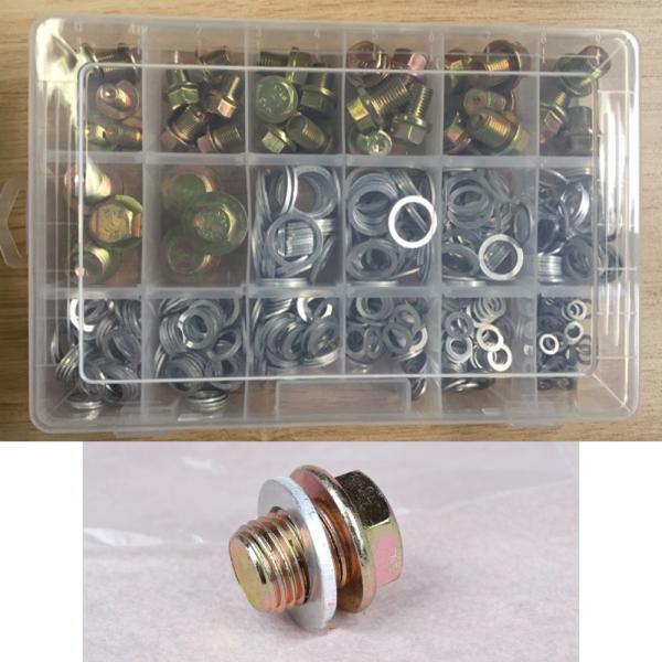 534pcs General Oil Drain Plug Bolt Aluminum Crush Washer Gaskets Assortment Kit