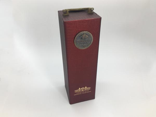 Custom PU Leather Luxury Bottle Packaging / Single Wine Box Hot Stamp Finishing