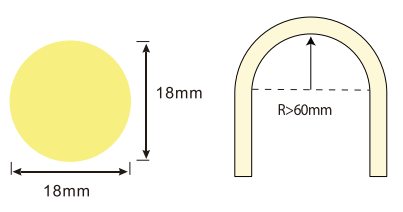 Φ 18 мм Силиконовый неоновый полоса 24V CRI90 9,6W/M 360° Гибкий круглый неоновый свет