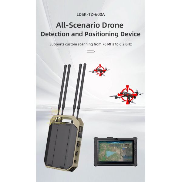 Drone Detector 12km Detection Range 100MHz-6.2GHz Wideband Detection and 24 Hours Continuous Operation Portable Drone Detector Drone detection drone security anti drone system