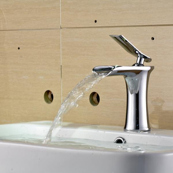 Modern Ceramic Valve Core European Style Bathroom Under Counter Basin Waterfall Faucet