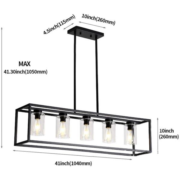 American rectangular wrought iron chandelier dining room kitchen bar glass lighting(WH-CI-160)