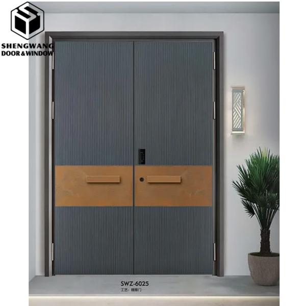 Secure Residential Stainless Steel Front Door Electronic Locking Exterior Steel Security Doors