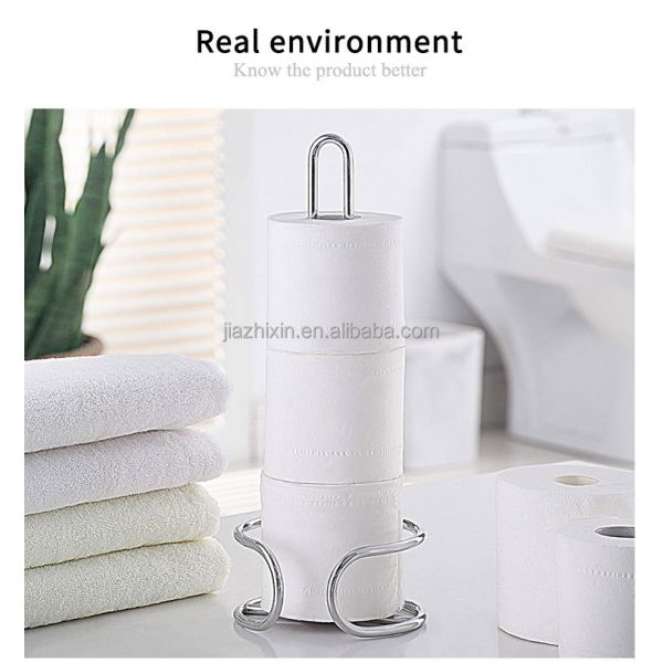 Heavy Duty Metal Paper Towel Rack Countertop Standing Toilet Roll Holder Weighted Base Kitchen Bathroom Tissue Shelf Storage