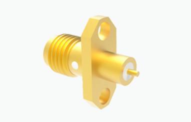 SMA Conector coaxial RF de latão de flange feminino de 2 buracos para aplicações aeroespaciais
