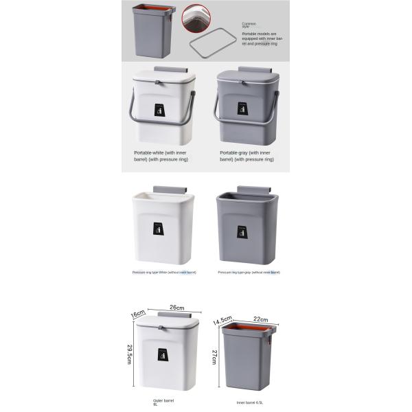 Home Cabinet Door Toilet Bathroom Living Room Kitchen Hanging Creative Sanitary Bucket Wastebasket Slide Wall Hanging Trash Can