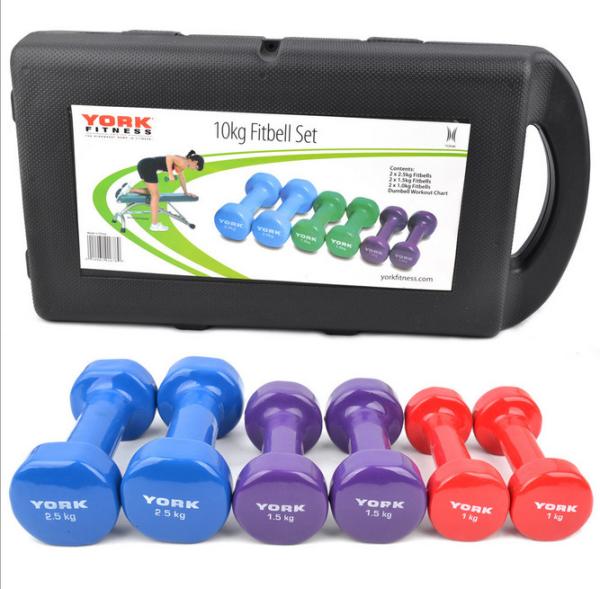 9kg 10kg set women fitness vinyl dippede coated dumbbell  for sale