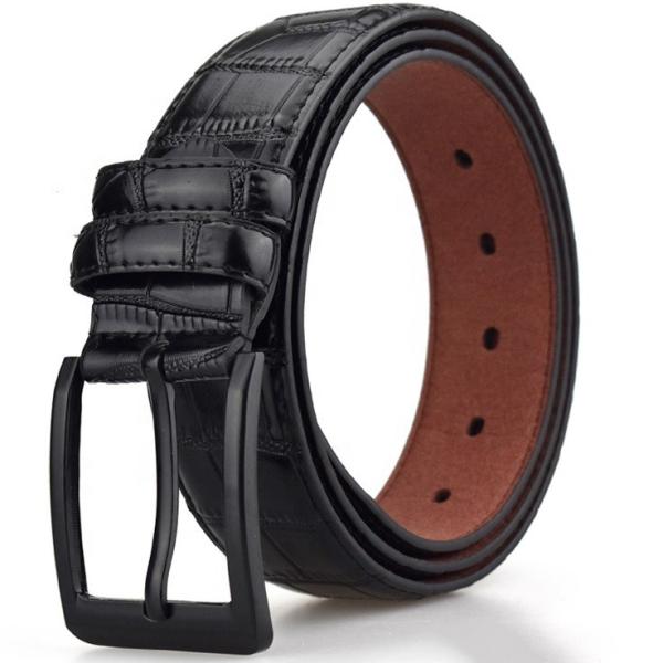 Flat Neutral Pu Leather Belts 110cm Zinc Alloy Belt Buckle Men