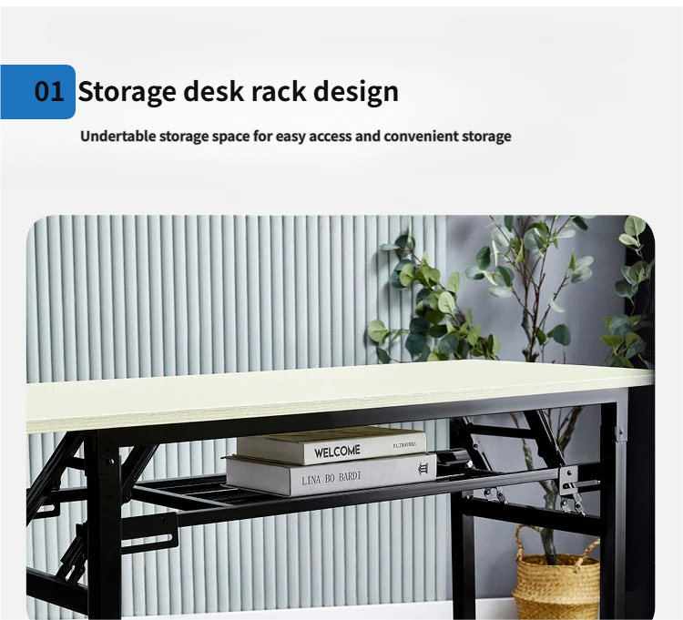 Modern Double Layer Foldable Lightweight Waterproof Outdoor Metal Table Rectangular Office Meeting Study Computer Training Desk