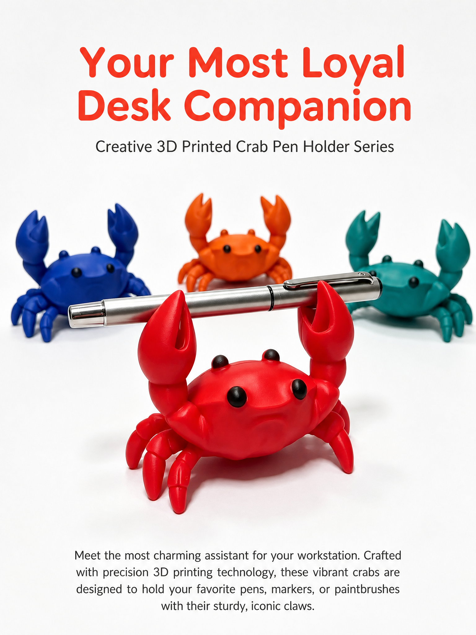 Cartoon 3d Printing Service Officeworks Crab Shaped Multi Color Pen Holder Organizer