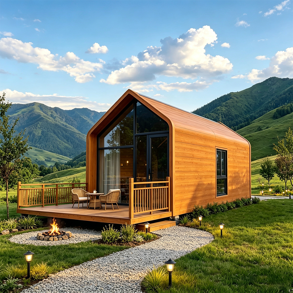 Durable Eco Friendly Glamping a Frame Cabin Prefab Modular Quick Assembly Windproof High ROI Mobile Tiny House