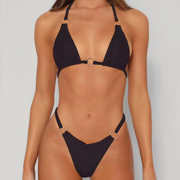 Nylon Glitter Sexy High Waisted Bikini Nylon Glossy Fabric Push Up Bathing Suits