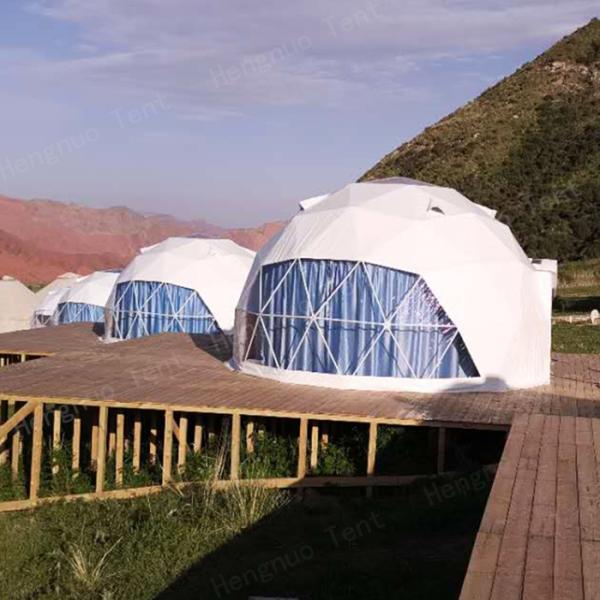 Galvanized Steel Frame Geodesic Hotel Dome Tent Wih Full Necessory Decoration