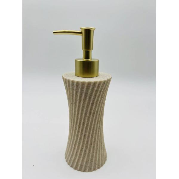 Sand Stone Bath Accessories Sets Swirl Shape With Sand Color Hand Soap Bottle Toilet Brush Holder Soap Dish