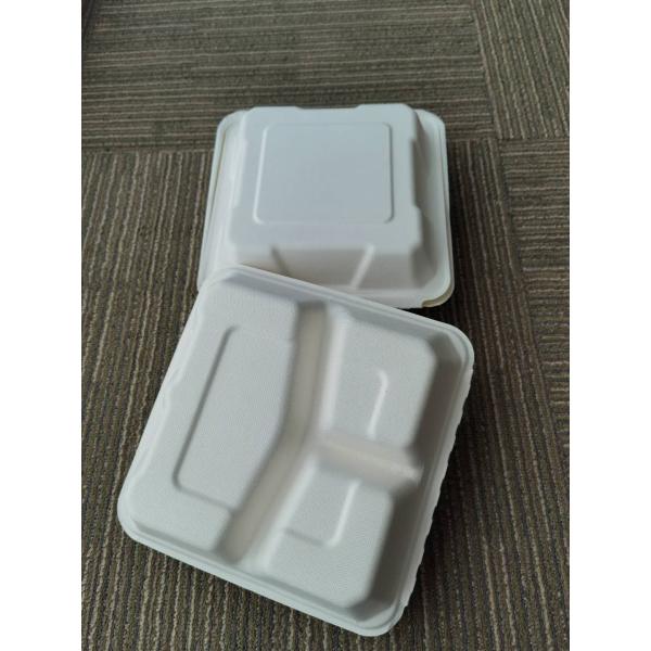 9inch biodegradable disposable clamsell cardboard box 3 compartment fast food takeout packaging box for restaurant