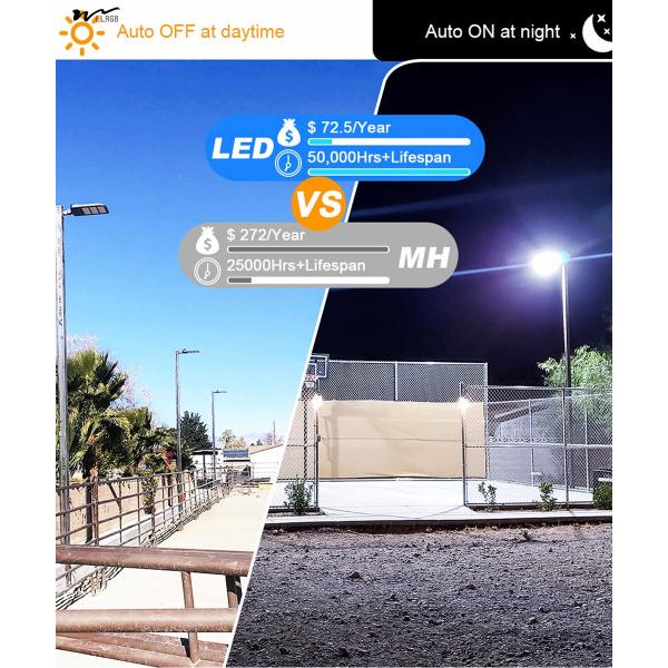 Luz de aparcamiento LED exterior con brazo ajustable y sensor fotoeléctrico IP65 Luz de seguridad contra inundaciones en la calle