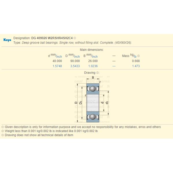 TOYOTA Parts DG 409026 Automotive Wheel Bearing Single Row 40 X 90 X 26mm