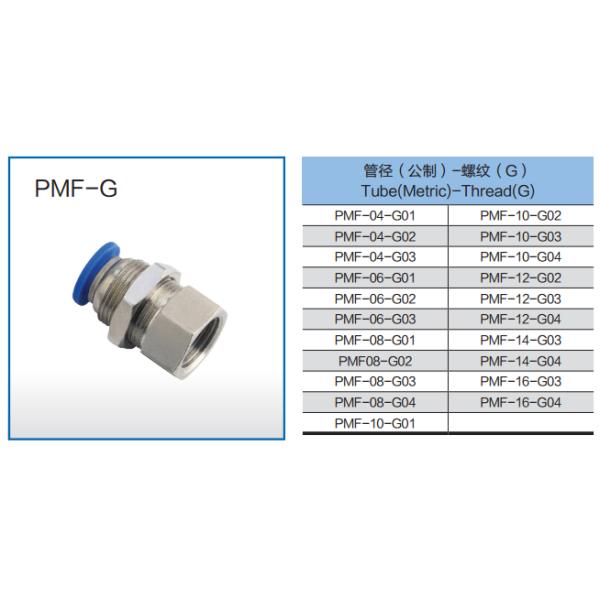 PMF - G thread Female Straight One Touch Brass Nickel Plate Pneumatic Tube Fittings