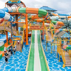 Water Game Equipment Curve Slide Set Adult Fiberglass Park Aqua Equipment for
