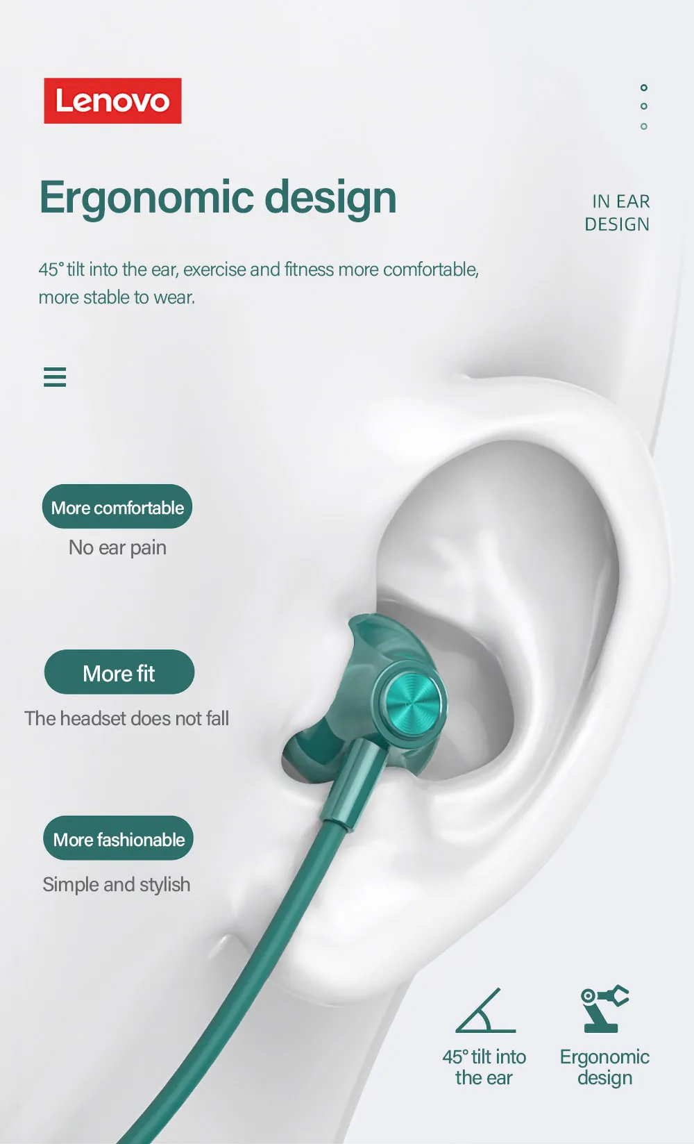 Lenovo SH1 Wireless Neckband Headphone OEM Water Resistant Headphones