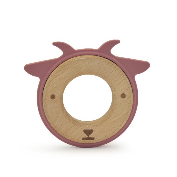 25cm LFGB Silicone Wood Teething Ring Brooklyn For Infants